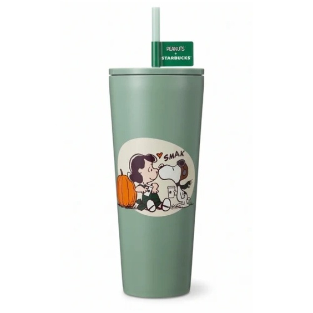 Peanuts x Starbucks Lucy & Snoopy Stainless Steel Cold Cup Green IN HAND 24 oz.